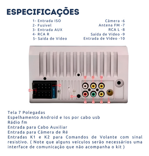 Central Multimidia Mp5 Android Smart 7' Carplay Espelhamento