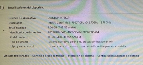 Equipo Dell Optiplex 3050 I5 7th Ram8gb Ssd 480gb Wi Fi (Reacondicionado)