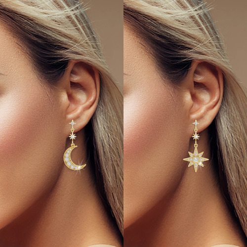 Pendientes N Exageration Stars Con Circonitas Cúbicas Y Borl
