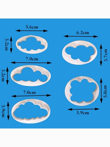 Set De 5 Cortantes De Nubes En Plástico