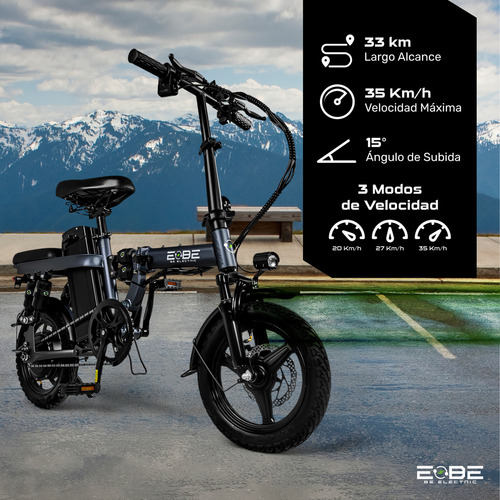 Bicicleta E-be Electrica Plegable E-flex Pro 750w 35km/h Color Gris Oscuro