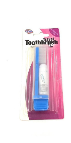 Cepillo D Dientes Azul Y Pasta Dental Para Viaje En Blister