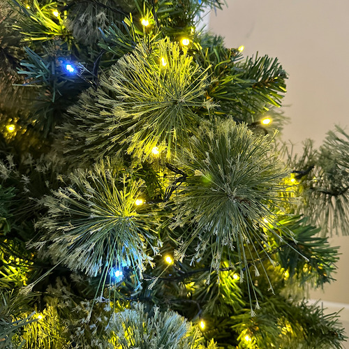 Luces Led Calidas Fijas Extensible Cable Verde Arbol Navidad