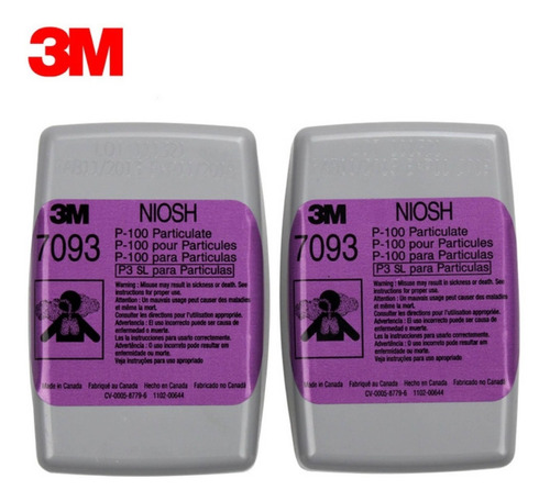 Imagen 1 de 2 de Par De Filtros 3m 7093b Niosh P-100 Hecho En Canada