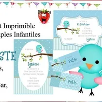 Comprar Kit Imprimible Pajaritos Celeste Candy Deco Cumples Bautismo