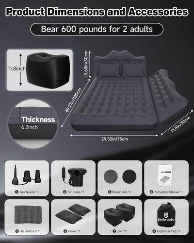 Cama De Colchón De Automóvil Inflable De Umbrauto: Colchón D