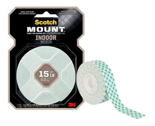 Cinta Montaje Doble Faz Scotch Mount Interior 2mts Pack X6