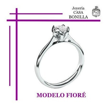 Anillo Compromiso Oro Blanco Macizo 10k Diamante Grafito