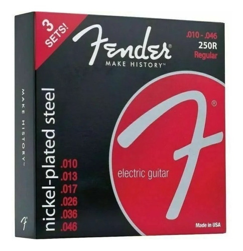 Encordado Cuerda Guitarra Fender 250r-3pk Pack 3 010 046 Usa