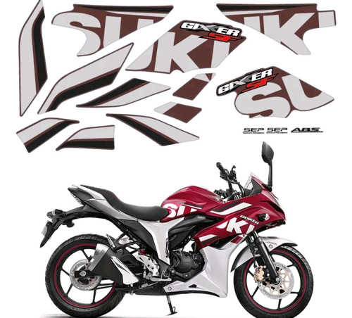 Kit Adhesivos Sticker Gixxer Rojo