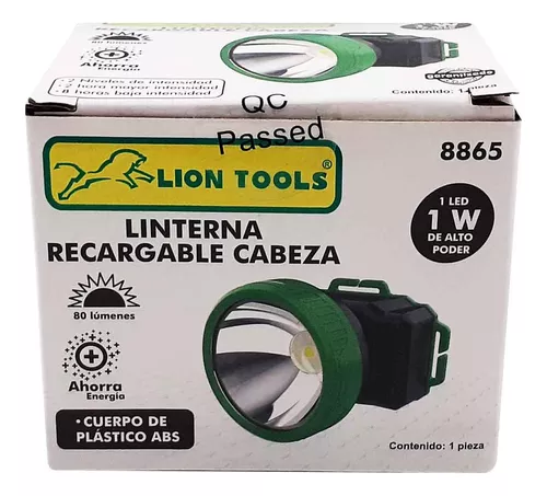 Linterna Led Recargable Cabeza Minero 1w 80lm Lion Tools