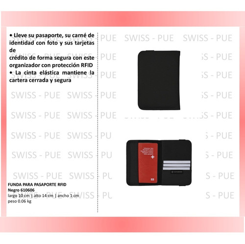 Imagen 2 de 4 de Funda Para Pasaporte Rojo O Negro, Rfid, Victorinox