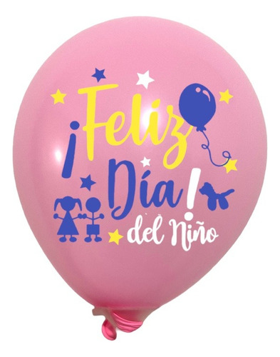 50 Globos Impresos Para El Día Del Niño 2 Caras Tres Tintas Color