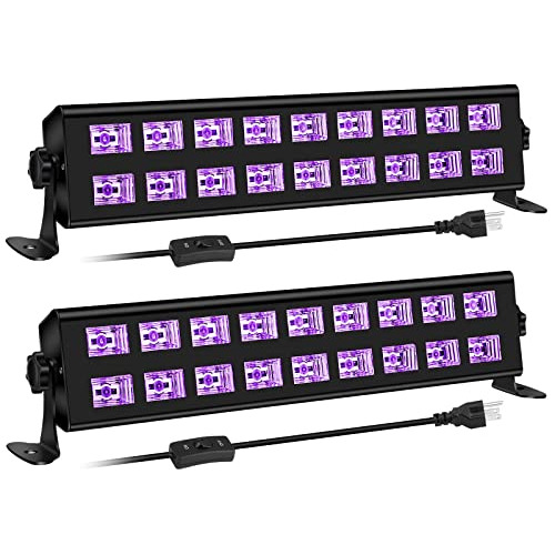 Luces Negras, Pack De 2 Barras De Led Uv Negras De 54w,...