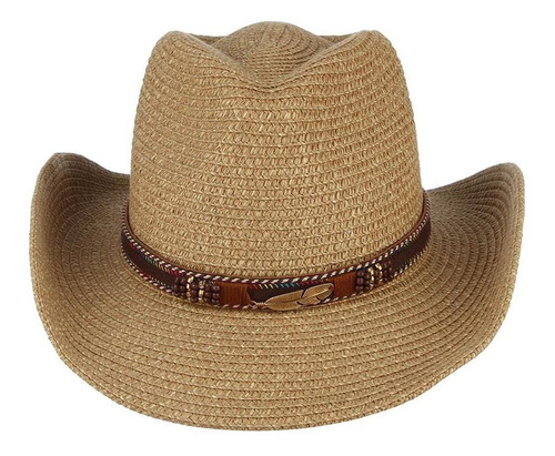 Sombrero De Vaquero De Paja Con Banda Y De Material Cuero