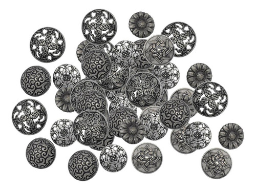 50x Botones De Metal Mezclados Flor Decorativa Para