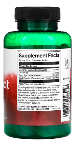 Raiz Beterraba No+ Swanson 60 Chewables Sabor Sem Sabor