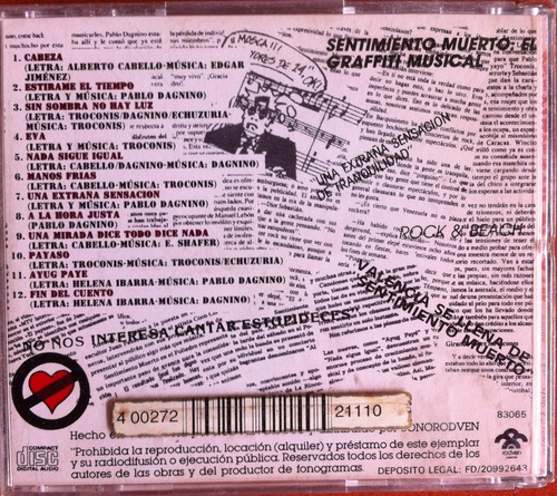Sentimiento Muerto. Fin Del Cuento. Cd Original, Excelente