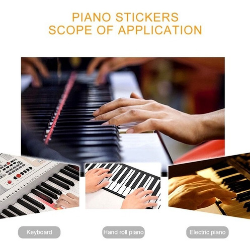 Imagen 5 de 6 de Pegatinas Para Teclado De Piano Transparente, Pegatina