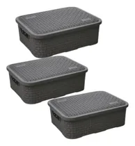 Comprar Caixas Organizadoras Rattan Baixa 10l Kit Com 3 Caixas 