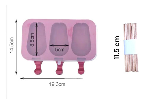Molde Silicón Paletas Heladas/de Hielo,3 Conejos+10 Palitos Varios