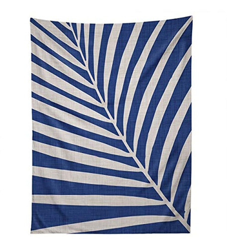 Society6 Modern Tropical Vintage Indigo Palm Tapestry, 50''