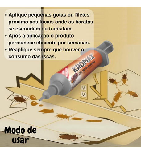 Kit Com 3 Veneno Gel Mata Barata Kromax Repelente Inseticida