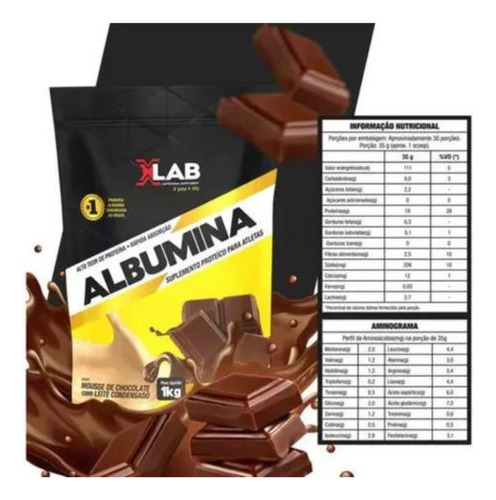 Albumina 1 Kg - X-lab - Top Sabores Alto Teor De Proteína Sabor Chocolate Com Leite Condensado