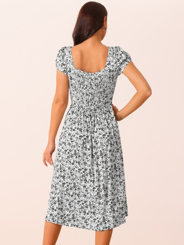 Vestido Midi Mujer Informal Con Estampado Floral Y Bolsillos