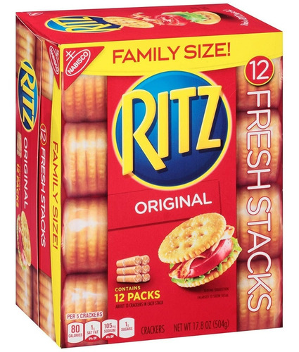 Imagem 1 de 5 de Biscoito Importado Ritz Bolacha Crackers Original Cx 12pcks