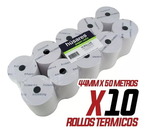 Rollo Papel Termico Husares (1143) 44mm X 50 Mts X10 Rollos