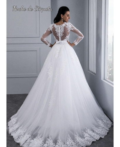 Imagen 2 de 4 de Vestido Novia Nuevo Corteprincesa Manga Larga Blanco/marfil