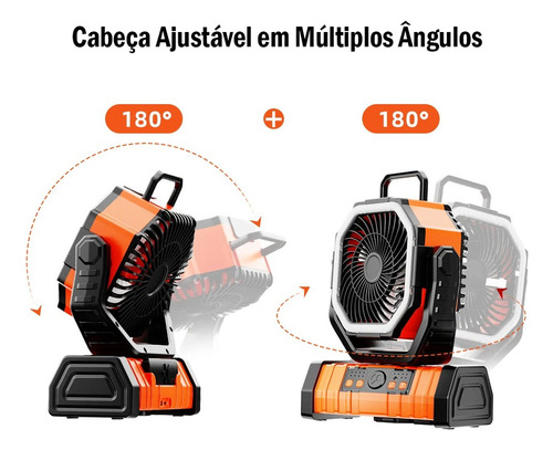 Ventilador Portátil Para Camping 20000mah Com Luzes Led