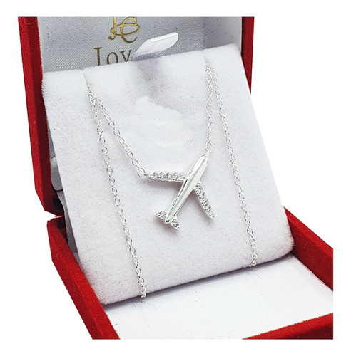 Conjunto De Plata 925  Viaje Avión 45 50cm Regalo Dama Joyas