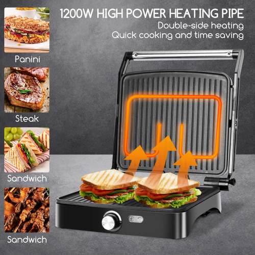 Sandwichera De 4 Rebanadas 1200 W Con Placas Antiadherentes