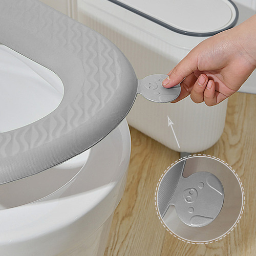 Funda Para Asiento De Inodoro, Cojín Gris Con Asa