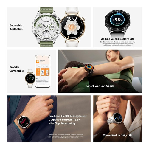 Smartwatch Huawei Gt4 Pnx-b19, Gps, Nfc, Bluetooth Microfone Verde Verde