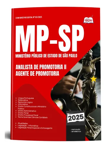 Apostila Mp Sp 2025 - Analista De Promotoria Ii - Agente De Promotoria ...