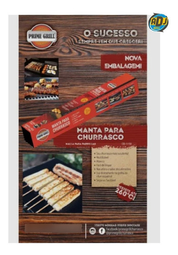 04 Un. Manta Grill P/ Churrasqueira,transforme Sua Grelha Em Uma Chapa Antiaderente P/ Dourar Alimentos, (prime Grill).