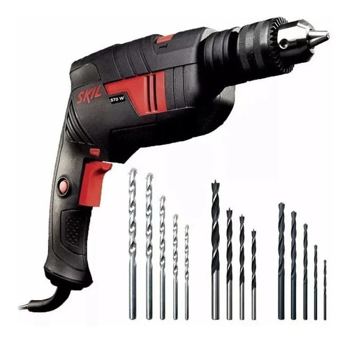 Imagen 1 de 3 de Taladro Percutor Skil 6555 13mm 570w + Set 14 Mechas
