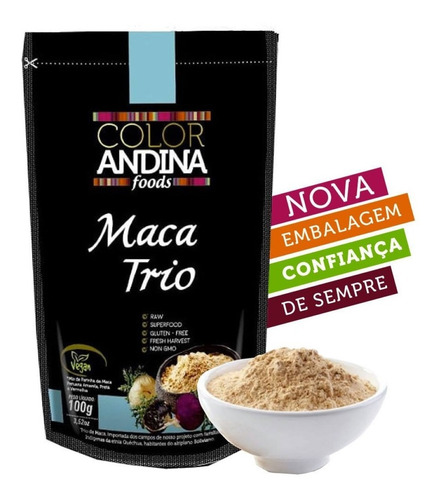 Imagem 2 de 6 de Maca Peruana Trio Amarela Vermelha Preta 100g Color Andina