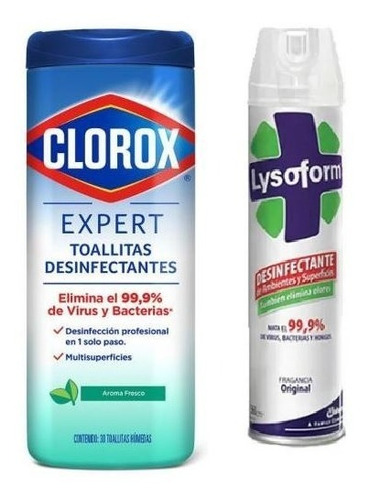 Pack Toallas Desinfectantes Clorox + Lysoform Aerosol