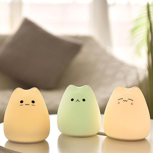 Luz Led De Silicona Con Forma De Gato Con Dibujos Animados N