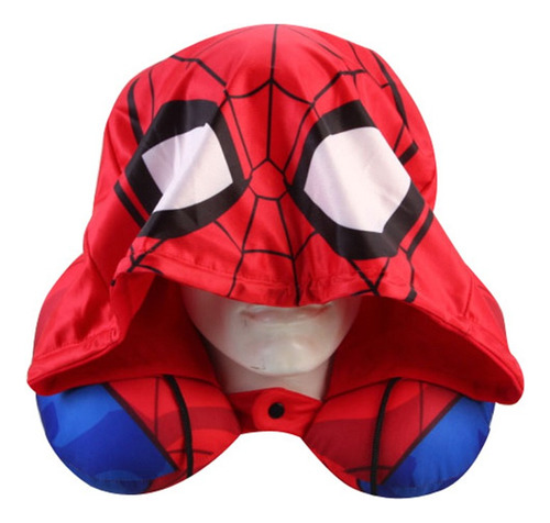 Almohadón Infantil Viaje Cervical Con Capucha Spiderman