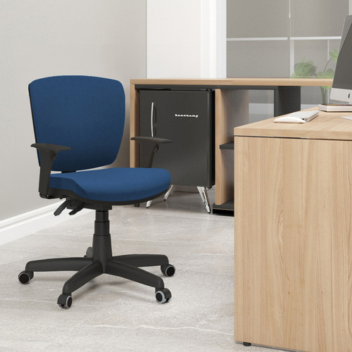 Kit 04 Cadeiras Girat Ergonômica Pto Bx Flexi Poliéster Azul