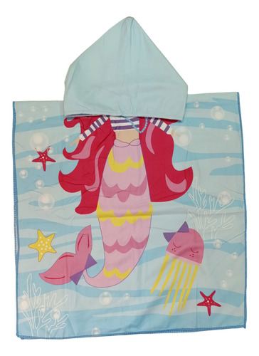 Toalla Diseño Sirena 2.0 Poncho De Baño Infantil Niños