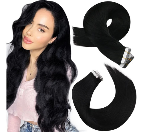 Fita Adesiva Em Extensões De Cabelo Moresoo Jet Black 40cm 2