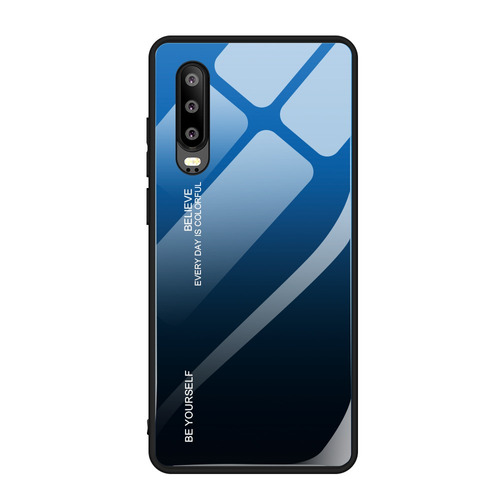 Protetor Gel + Case Color Glass Azul Huawei P30 6.1 Pol.