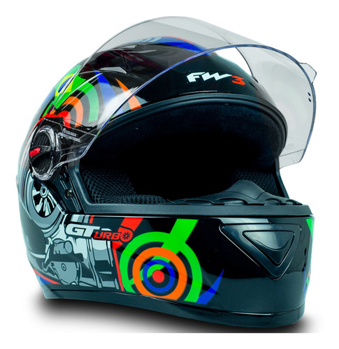 Imagem 4 de 6 de Capacete Fechado Moto Com Narigueira Gt Turbo Preto 58