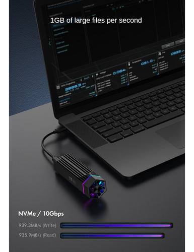 Carcasa Ssd Ineo Rgb M.2 Nvme Pci-e A Usb3.1 Gen2 -c Jms5